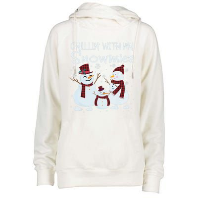 Chillin With My Snowmies Family Pajamas Snow Christmas Meaningful Gift Womens Funnel Neck Pullover Hood