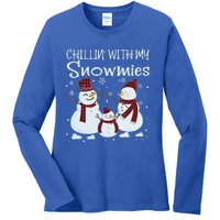 Chillin With My Snowmies Family Pajamas Snow Christmas Meaningful Gift Ladies Long Sleeve Shirt