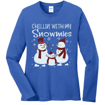 Chillin With My Snowmies Family Pajamas Snow Christmas Meaningful Gift Ladies Long Sleeve Shirt