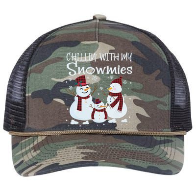 Chillin With My Snowmies Family Pajamas Snow Christmas Meaningful Gift Retro Rope Trucker Hat Cap