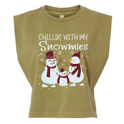 Chillin With My Snowmies Family Pajamas Snow Christmas Meaningful Gift Garment-Dyed Women's Muscle Tee