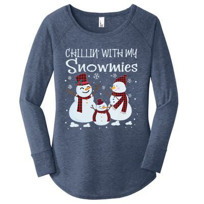 Chillin With My Snowmies Family Pajamas Snow Christmas Meaningful Gift Women's Perfect Tri Tunic Long Sleeve Shirt