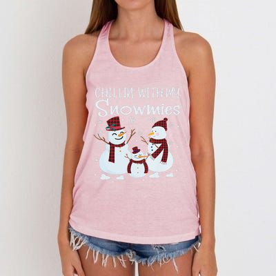 Chillin With My Snowmies Family Pajamas Snow Christmas Meaningful Gift Women's Knotted Racerback Tank