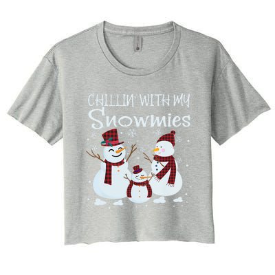 Chillin With My Snowmies Family Pajamas Snow Christmas Meaningful Gift Women's Crop Top Tee