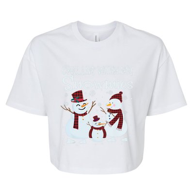 Chillin With My Snowmies Family Pajamas Snow Christmas Meaningful Gift Bella+Canvas Jersey Crop Tee