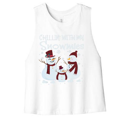 Chillin With My Snowmies Family Pajamas Snow Christmas Meaningful Gift Women's Racerback Cropped Tank