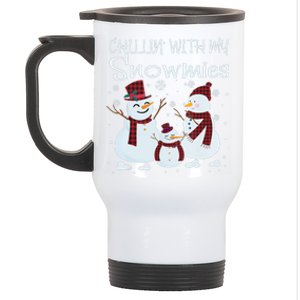 Chillin With My Snowmies Family Pajamas Snow Christmas Meaningful Gift Stainless Steel Travel Mug