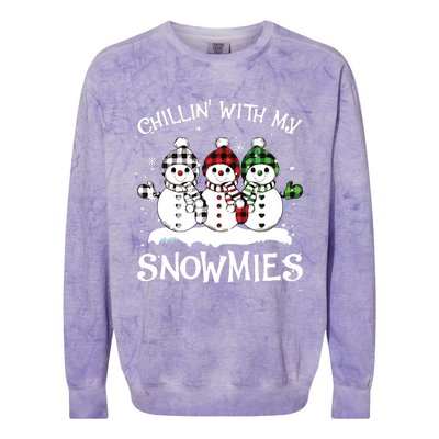 Chillin With My Snowmies Family Pajamas Snowman Christmas Colorblast Crewneck Sweatshirt