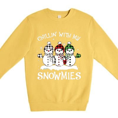 Chillin With My Snowmies Family Pajamas Snowman Christmas Premium Crewneck Sweatshirt