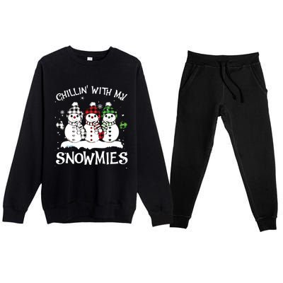 Chillin With My Snowmies Family Pajamas Snowman Christmas Premium Crewneck Sweatsuit Set