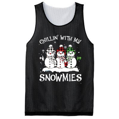 Chillin With My Snowmies Family Pajamas Snowman Christmas Mesh Reversible Basketball Jersey Tank