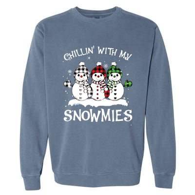 Chillin With My Snowmies Family Pajamas Snowman Christmas Garment-Dyed Sweatshirt