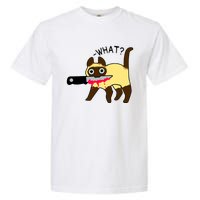 Cat What? Murderous Siamese Cat With Knife Halloween Costume Garment-Dyed Heavyweight T-Shirt