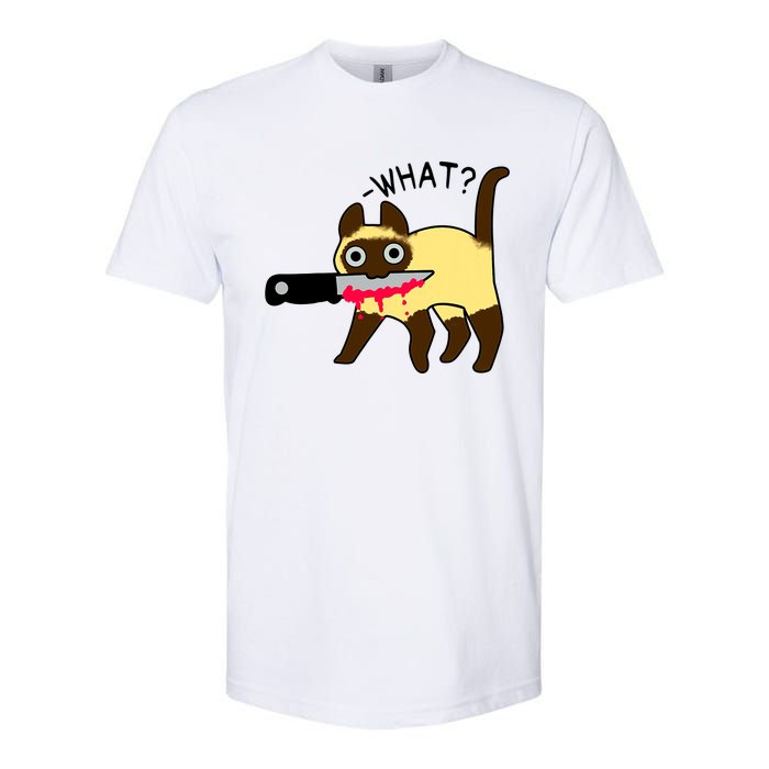 Cat What? Murderous Siamese Cat With Knife Halloween Costume Softstyle CVC T-Shirt