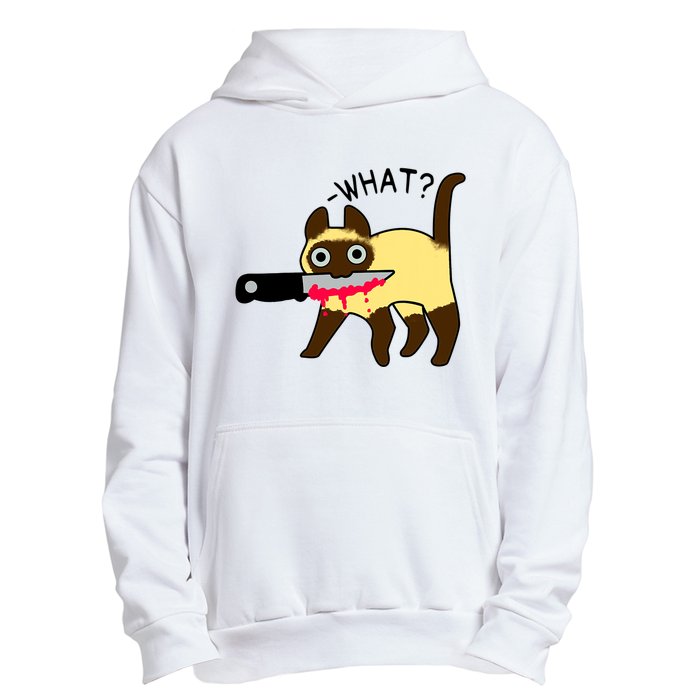 Cat What? Murderous Siamese Cat With Knife Halloween Costume Urban Pullover Hoodie