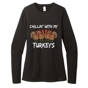 Chillin With My Turkeys Retro Thanksgiving Family Boys Womens CVC Long Sleeve Shirt