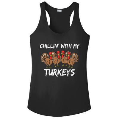 Chillin With My Turkeys Retro Thanksgiving Family Boys Ladies PosiCharge Competitor Racerback Tank