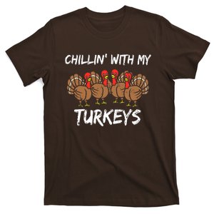 Chillin With My Turkeys Retro Thanksgiving Family Boys T-Shirt