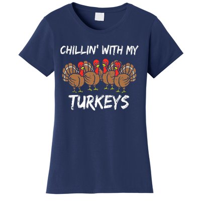 Chillin With My Turkeys Retro Thanksgiving Family Boys Women's T-Shirt