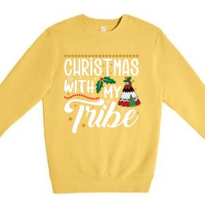 Christmas With My Tribe Red Plaid Family Matching Outfit Gift Premium Crewneck Sweatshirt