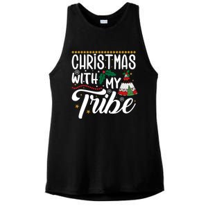 Christmas With My Tribe Red Plaid Family Matching Outfit Gift Ladies PosiCharge Tri-Blend Wicking Tank