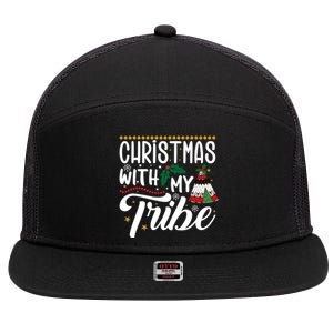 Christmas With My Tribe Red Plaid Family Matching Outfit Gift 7 Panel Mesh Trucker Snapback Hat