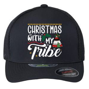 Christmas With My Tribe Red Plaid Family Matching Outfit Gift Flexfit Unipanel Trucker Cap