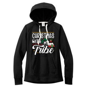 Christmas With My Tribe Red Plaid Family Matching Outfit Gift Women's Fleece Hoodie