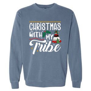 Christmas With My Tribe Red Plaid Family Matching Outfit Gift Garment-Dyed Sweatshirt