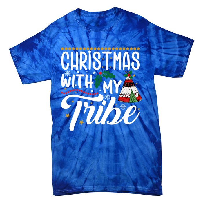 Christmas With My Tribe Red Plaid Family Matching Outfit Gift Tie-Dye T-Shirt