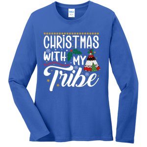 Christmas With My Tribe Red Plaid Family Matching Outfit Gift Ladies Long Sleeve Shirt