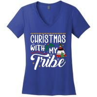 Christmas With My Tribe Red Plaid Family Matching Outfit Gift Women's V-Neck T-Shirt