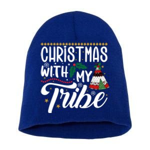 Christmas With My Tribe Red Plaid Family Matching Outfit Gift Short Acrylic Beanie