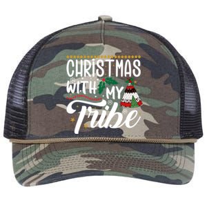 Christmas With My Tribe Red Plaid Family Matching Outfit Gift Retro Rope Trucker Hat Cap