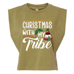 Christmas With My Tribe Red Plaid Family Matching Outfit Gift Garment-Dyed Women's Muscle Tee