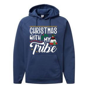 Christmas With My Tribe Red Plaid Family Matching Outfit Gift Performance Fleece Hoodie