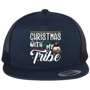 Christmas With My Tribe Red Plaid Family Matching Outfit Gift Flat Bill Trucker Hat