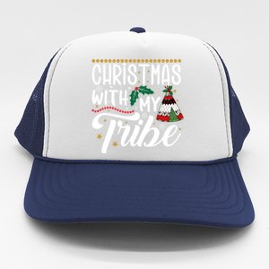 Christmas With My Tribe Red Plaid Family Matching Outfit Gift Trucker Hat