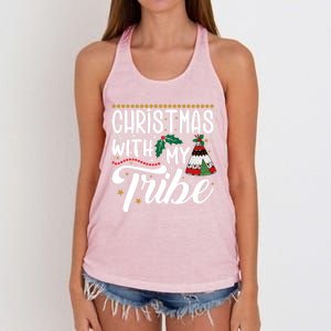 Christmas With My Tribe Red Plaid Family Matching Outfit Gift Women's Knotted Racerback Tank