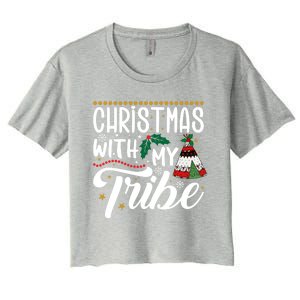 Christmas With My Tribe Red Plaid Family Matching Outfit Gift Women's Crop Top Tee