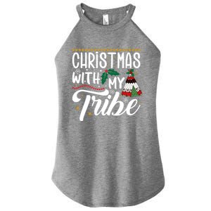 Christmas With My Tribe Red Plaid Family Matching Outfit Gift Women's Perfect Tri Rocker Tank