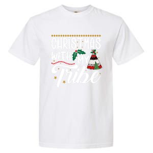 Christmas With My Tribe Red Plaid Family Matching Outfit Gift Garment-Dyed Heavyweight T-Shirt