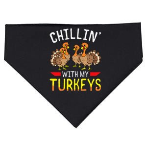 Chillin With My Turkeys Thanksgiving Family Kids USA-Made Doggie Bandana