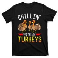 Chillin With My Turkeys Thanksgiving Family Kids T-Shirt