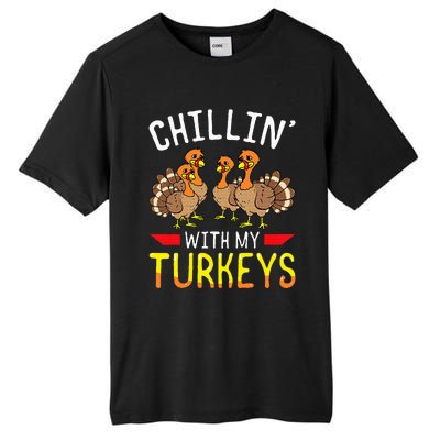 Chillin With My Turkeys Thanksgiving Family Kids Tall Fusion ChromaSoft Performance T-Shirt