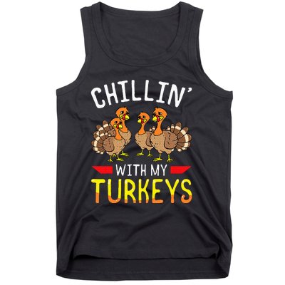 Chillin With My Turkeys Thanksgiving Family Kids Tank Top