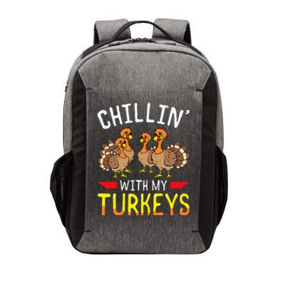 Chillin With My Turkeys Thanksgiving Family Kids Vector Backpack