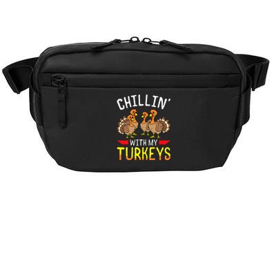 Chillin With My Turkeys Thanksgiving Family Kids Crossbody Pack