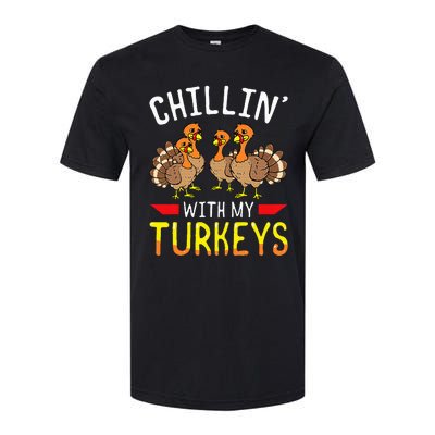 Chillin With My Turkeys Thanksgiving Family Kids Softstyle CVC T-Shirt