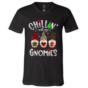 Chillin With My Gnomies Christmas Gnome Family Matching Xmas V-Neck T-Shirt